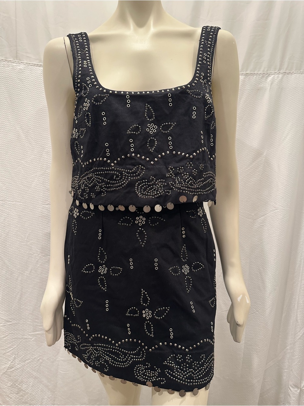 Free People Black Studded Mini Dress